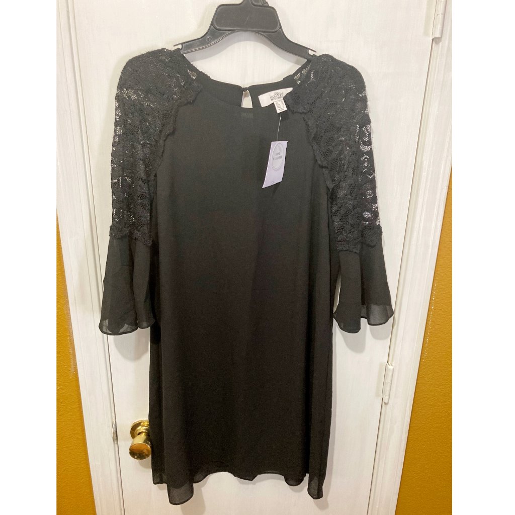 New Belle By Badgley Mischka Women's 10 Lace Arm Stretchy Nylon Shift Dress Nwd